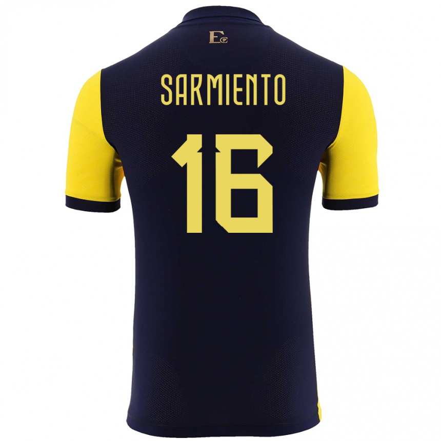 Kids Football Ecuador Jeremy Sarmiento #16 Yellow Home Jersey 24-26 T-Shirt Za