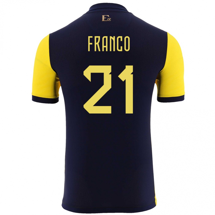 Kids Football Ecuador Alan Franco #21 Yellow Home Jersey 24-26 T-Shirt Za