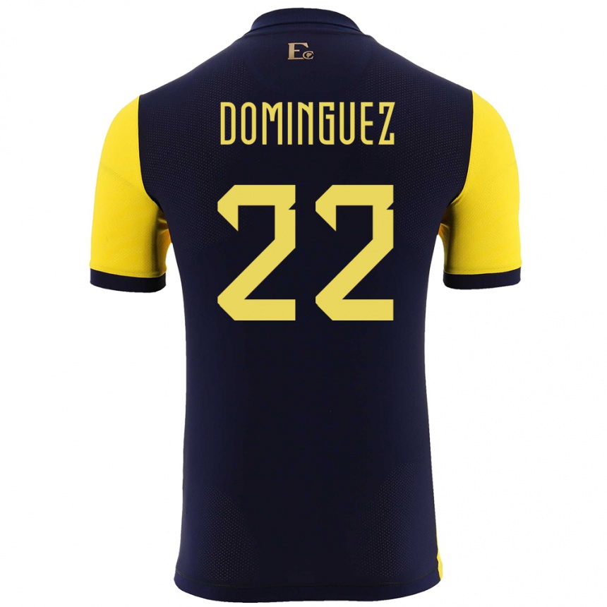 Kids Football Ecuador Alexander Dominguez #22 Yellow Home Jersey 24-26 T-Shirt Za