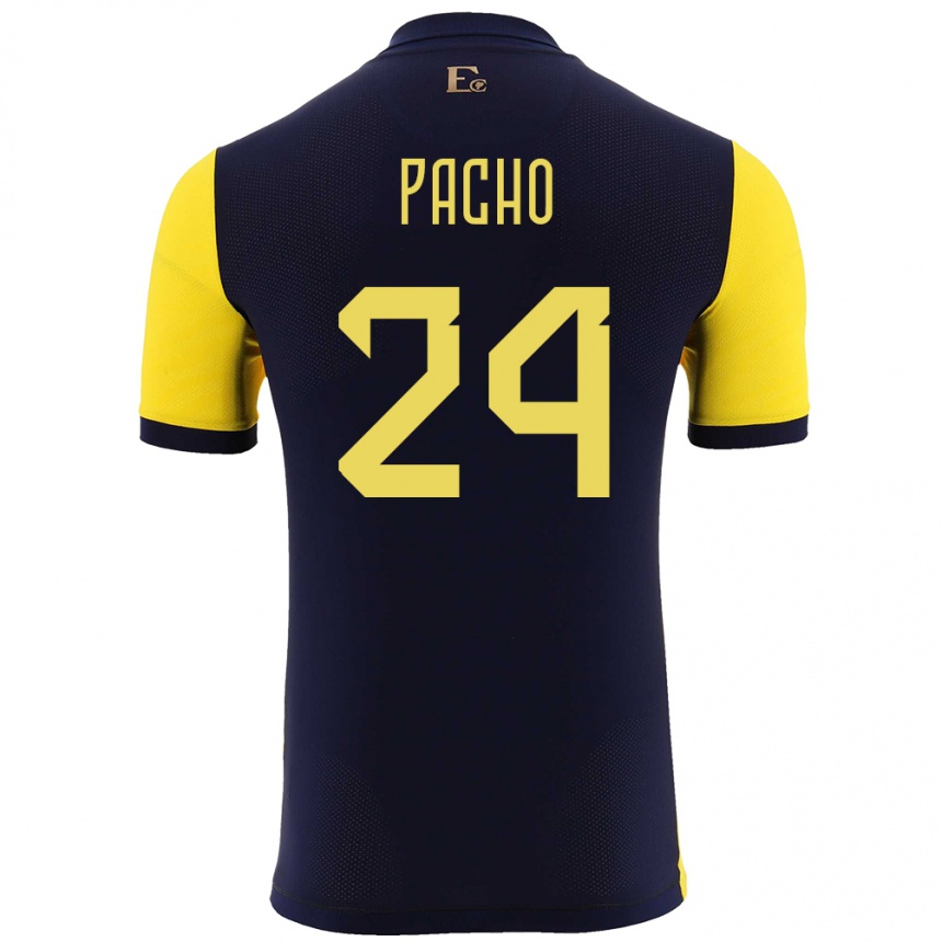 Kids Football Ecuador William Pacho #24 Yellow Home Jersey 24-26 T-Shirt Za