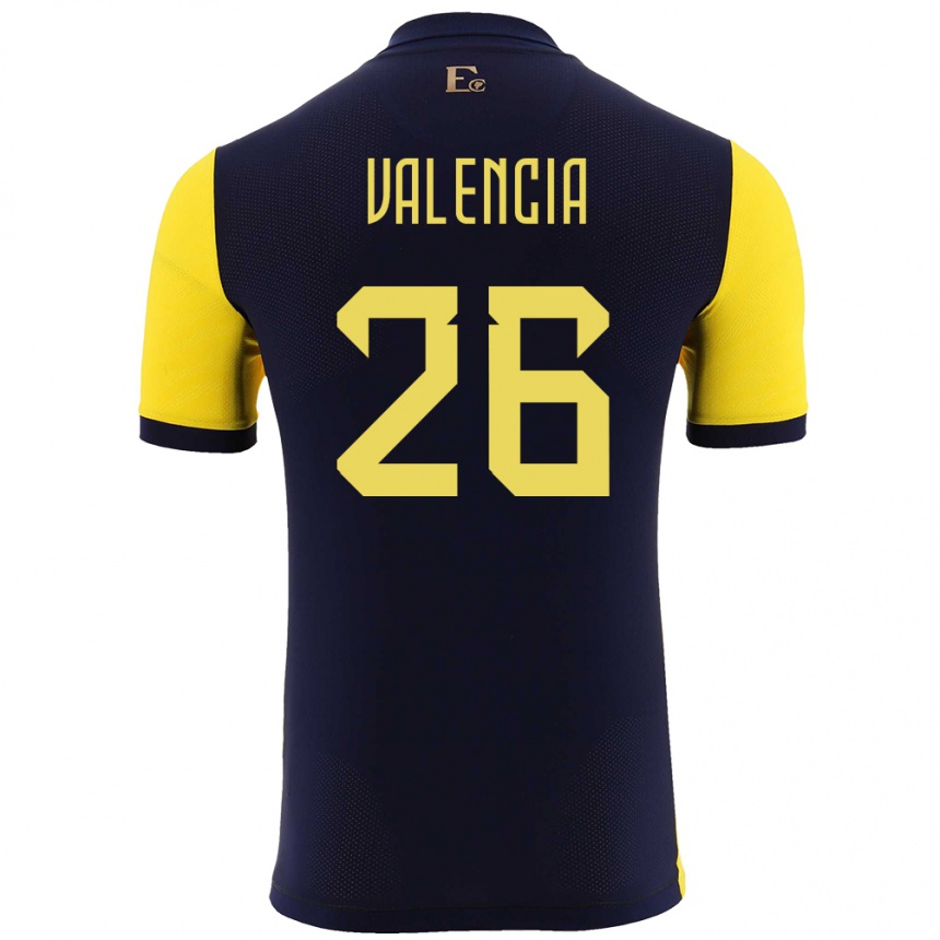 Kids Football Ecuador Anthony Valencia #26 Yellow Home Jersey 24-26 T-Shirt Za