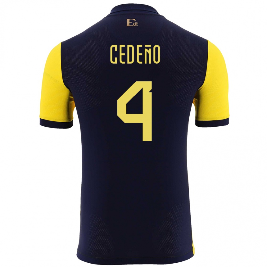 Kids Football Ecuador Stefany Cedeno #4 Yellow Home Jersey 24-26 T-Shirt Za