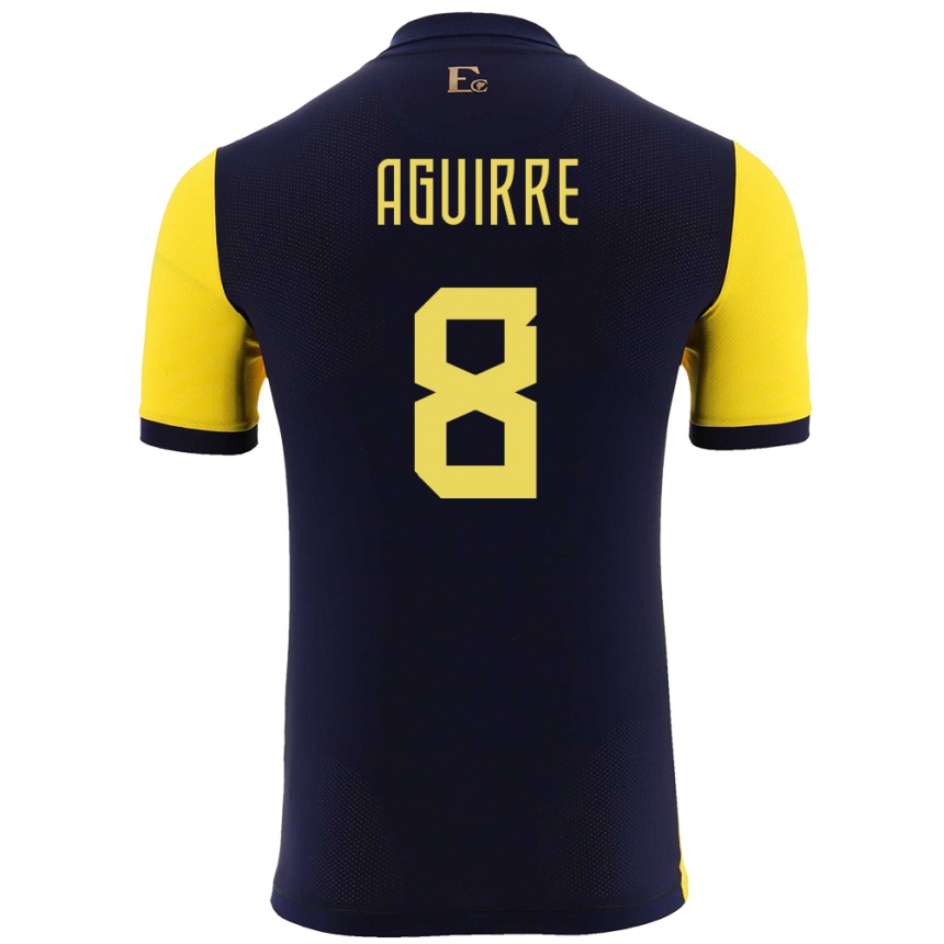 Kids Football Ecuador Marthina Aguirre #8 Yellow Home Jersey 24-26 T-Shirt Za