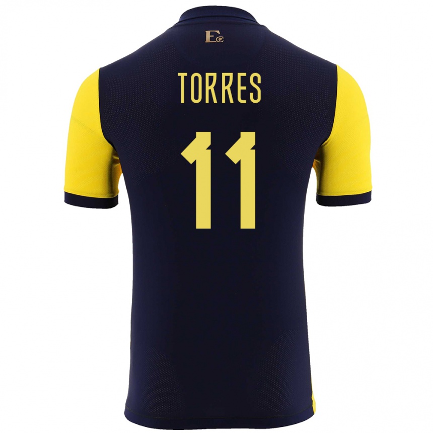 Kids Football Ecuador Ambar Torres #11 Yellow Home Jersey 24-26 T-Shirt Za