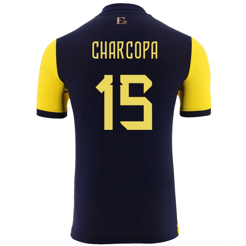 Kids Football Ecuador Nicole Charcopa #15 Yellow Home Jersey 24-26 T-Shirt Za