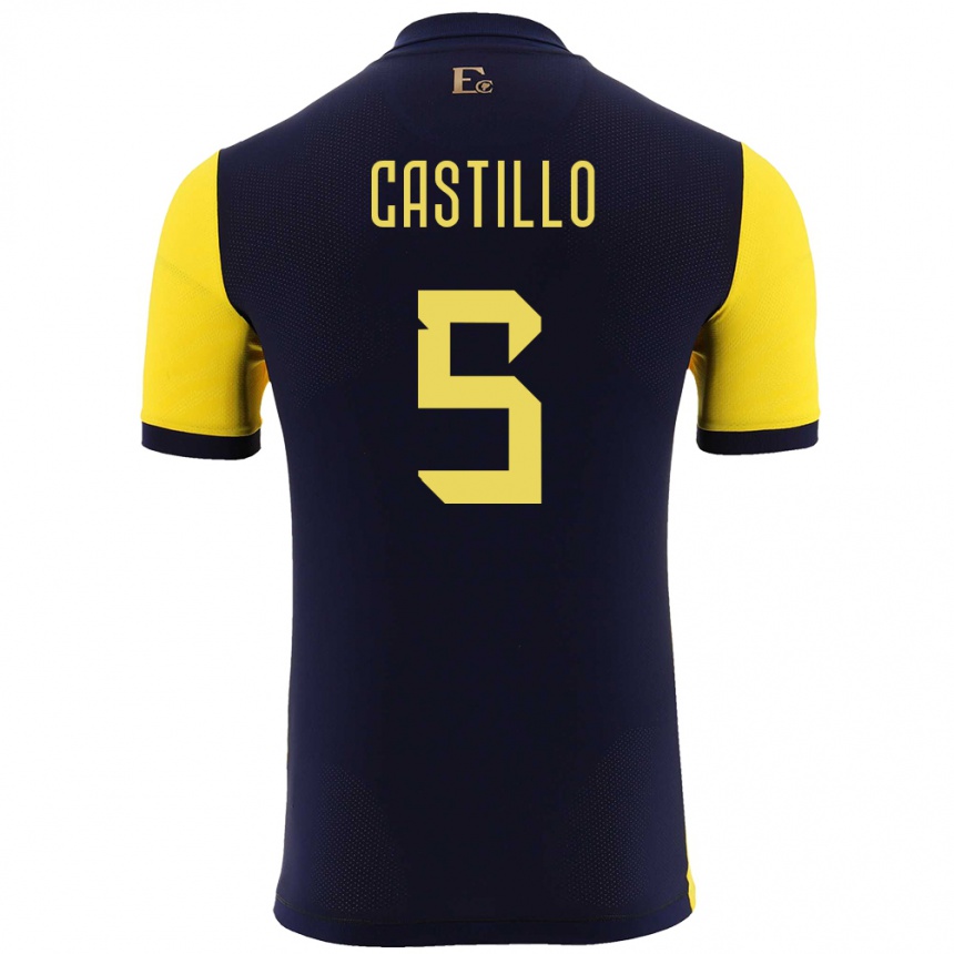 Kids Football Ecuador Denil Castillo #5 Yellow Home Jersey 24-26 T-Shirt Za