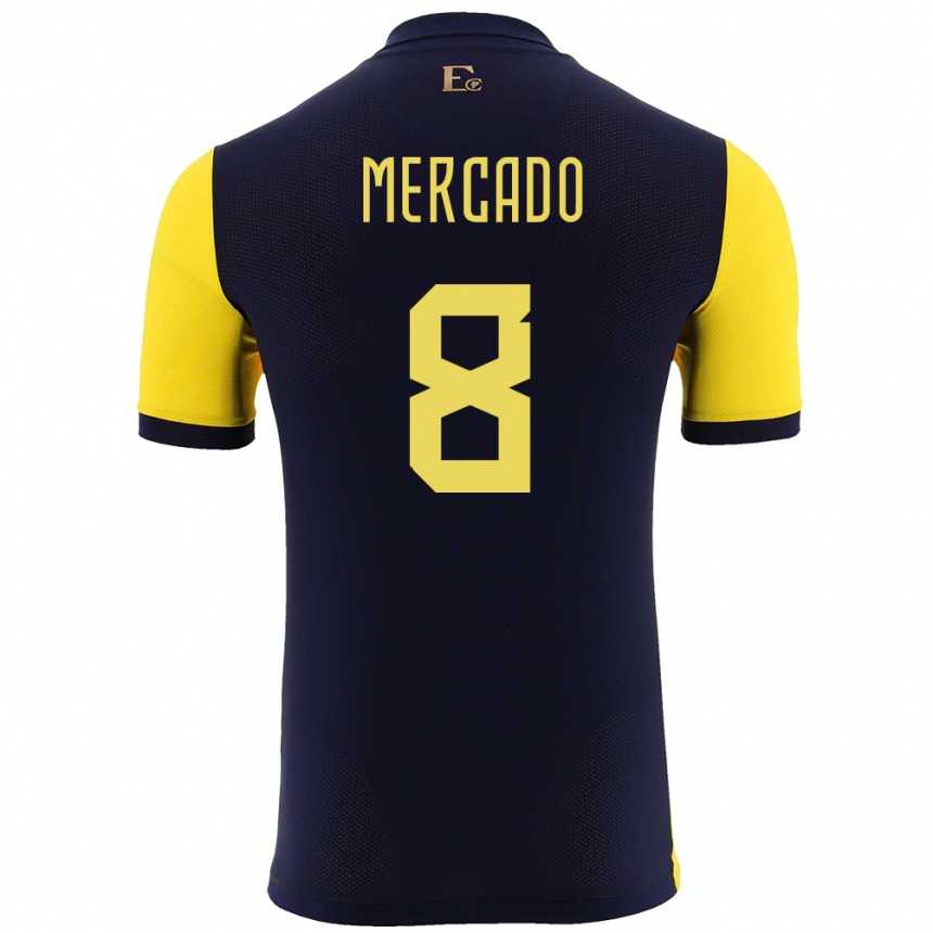 Kids Football Ecuador Patrik Mercado #8 Yellow Home Jersey 24-26 T-Shirt Za