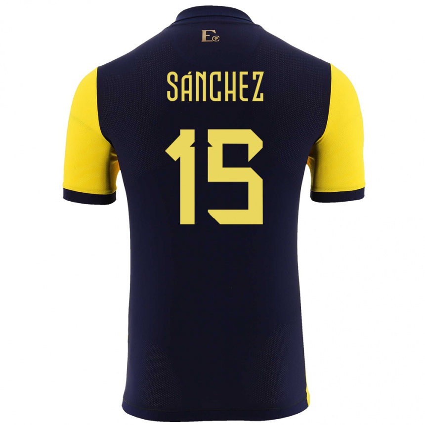 Kids Football Ecuador Juan Sanchez #15 Yellow Home Jersey 24-26 T-Shirt Za