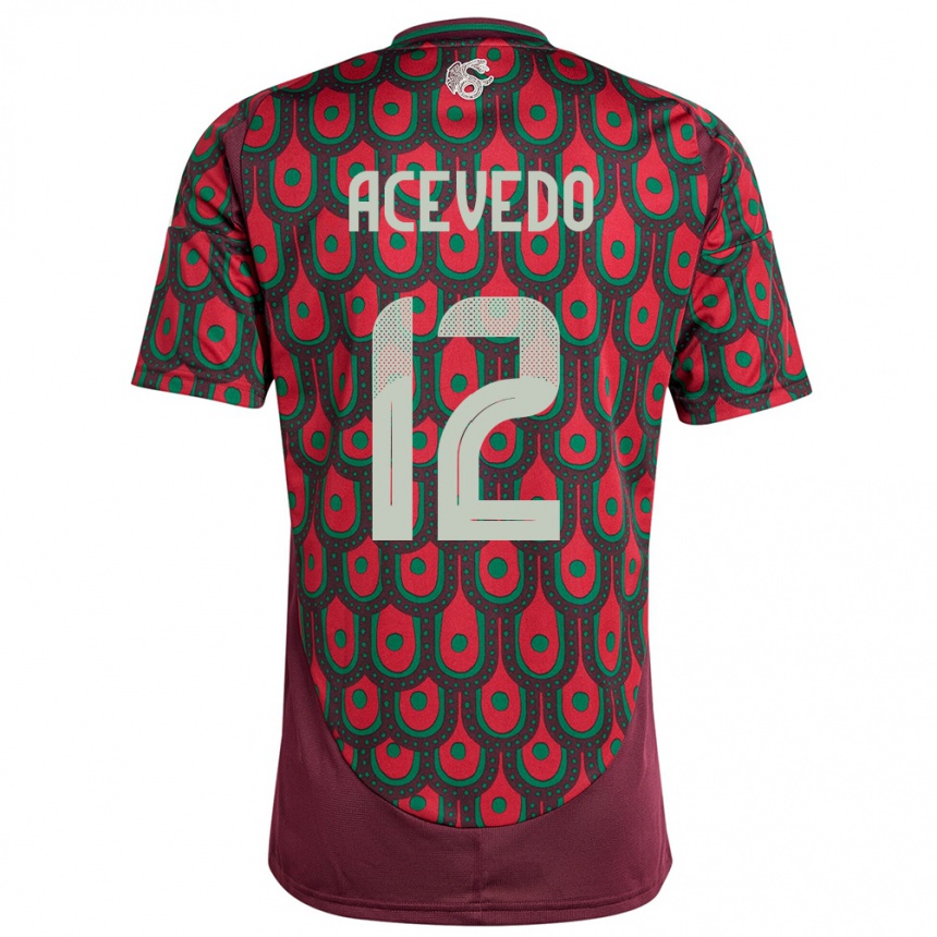 Kids Football Mexico Carlos Acevedo #12 Maroon Home Jersey 24-26 T-Shirt Za