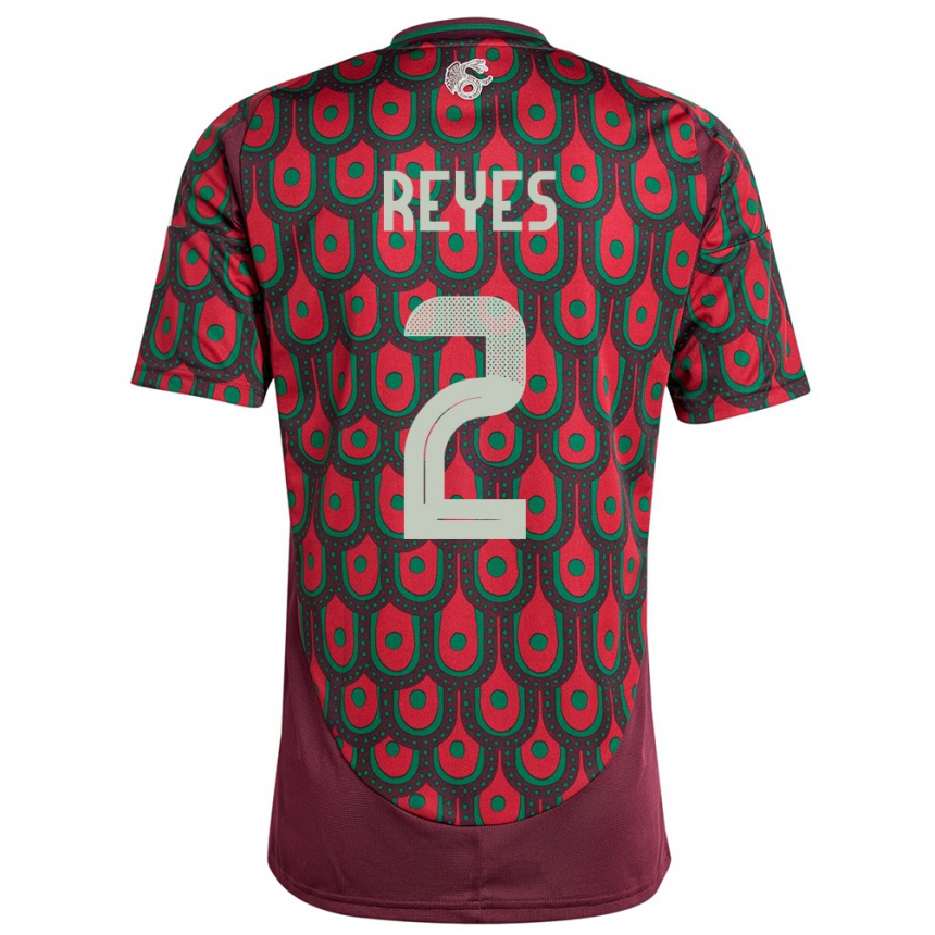 Kids Football Mexico Luis Reyes #2 Maroon Home Jersey 24-26 T-Shirt Za