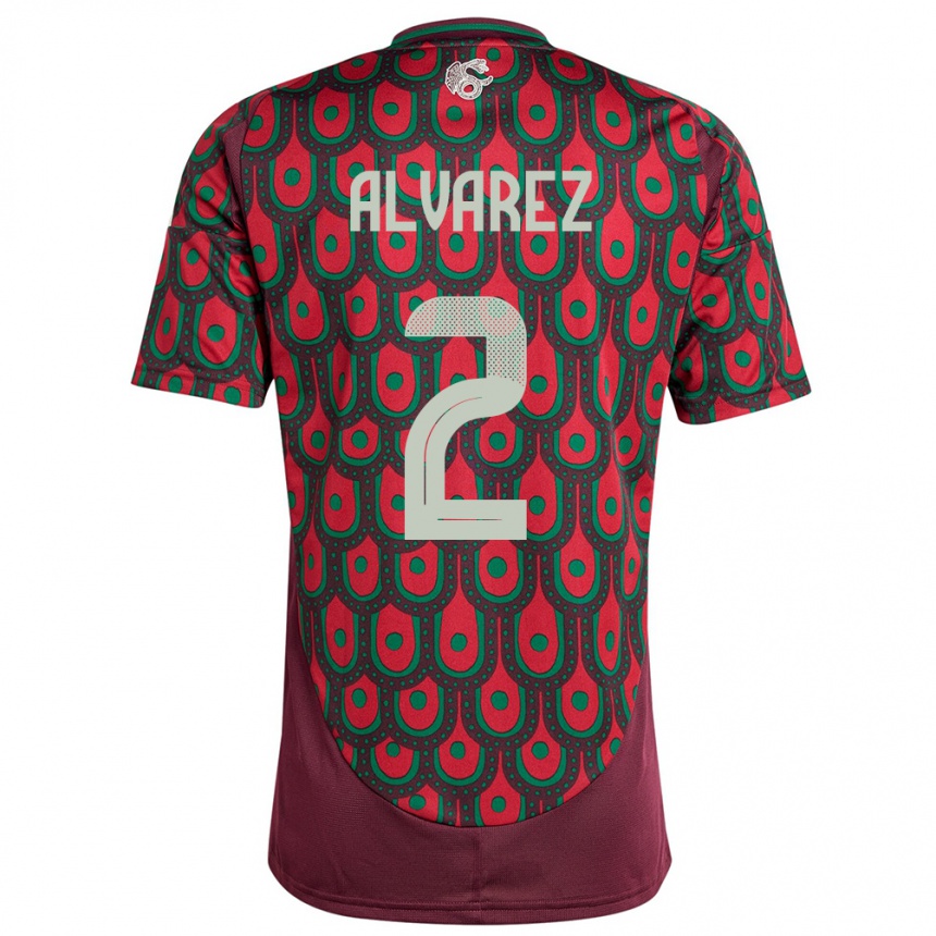 Kids Football Mexico Kevin Alvarez #2 Maroon Home Jersey 24-26 T-Shirt Za