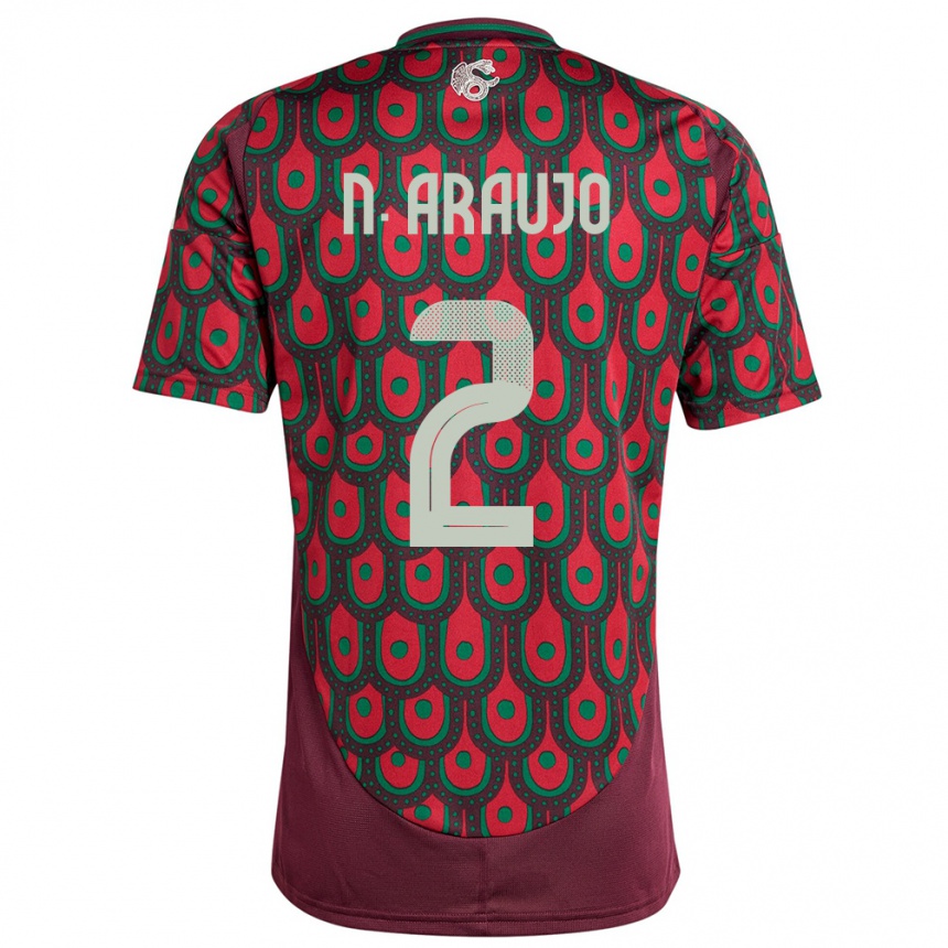 Kids Football Mexico Nestor Araujo #2 Maroon Home Jersey 24-26 T-Shirt Za