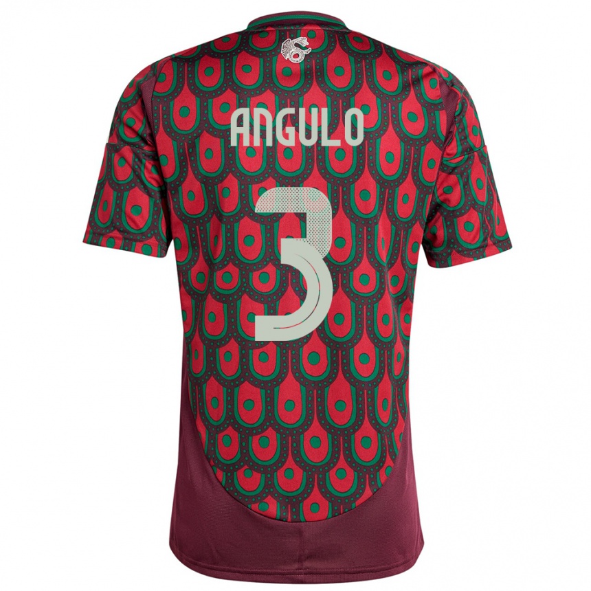 Kids Football Mexico Jesus Angulo #3 Maroon Home Jersey 24-26 T-Shirt Za