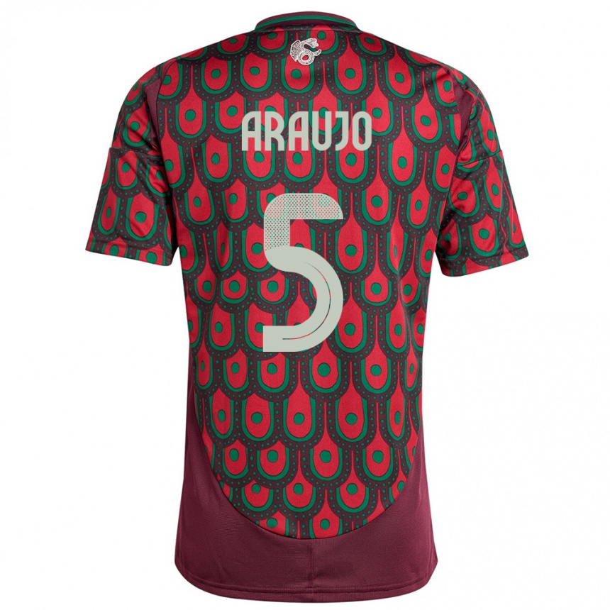 Kids Football Mexico Julian Araujo #5 Maroon Home Jersey 24-26 T-Shirt Za