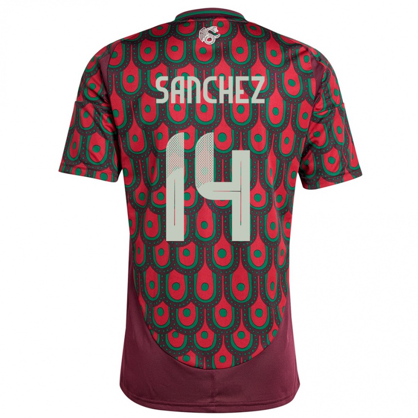 Kids Football Mexico Erick Sanchez #14 Maroon Home Jersey 24-26 T-Shirt Za