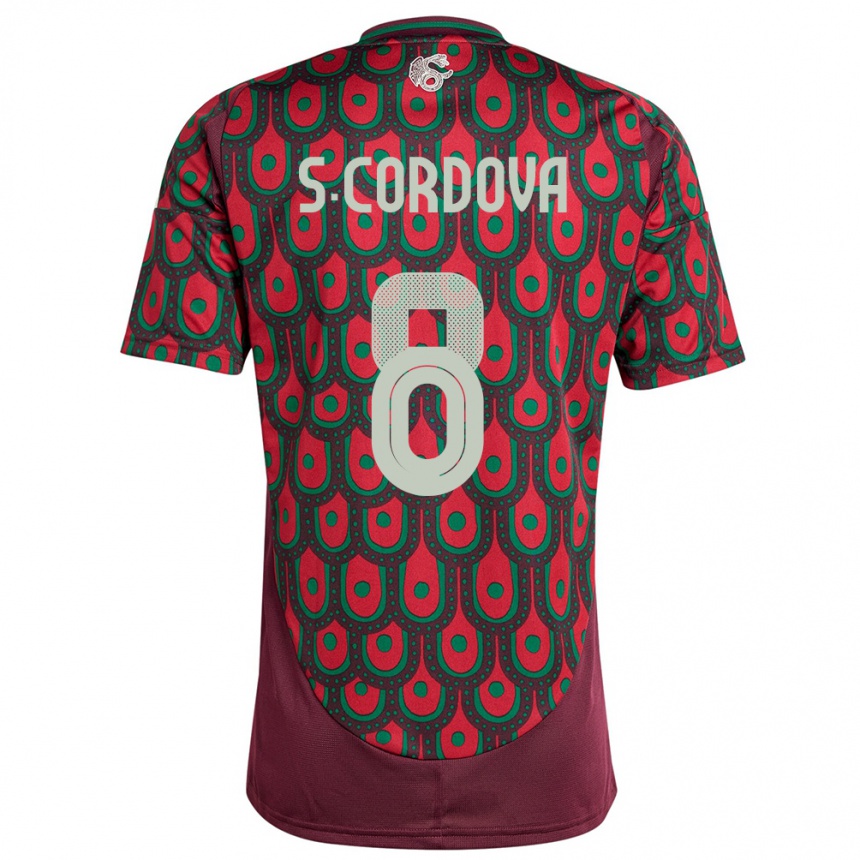 Kids Football Mexico Sebastian Cordova #8 Maroon Home Jersey 24-26 T-Shirt Za