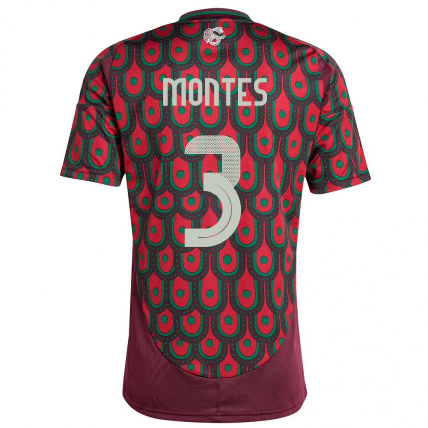 Kids Football Mexico Cesar Montes #3 Maroon Home Jersey 24-26 T-Shirt Za