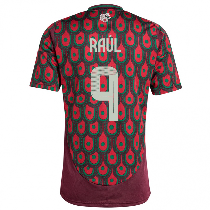 Kids Football Mexico Raul Jimenez #9 Maroon Home Jersey 24-26 T-Shirt Za