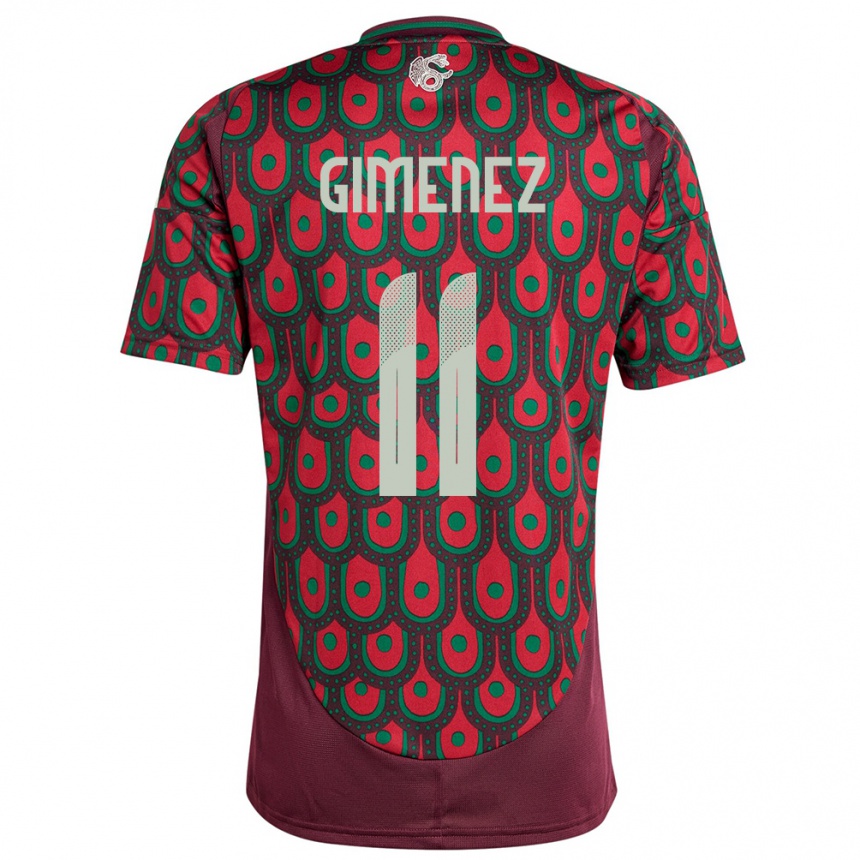 Kids Football Mexico Santiago Gimenez #11 Maroon Home Jersey 24-26 T-Shirt Za