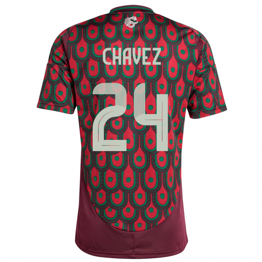 Kids Football Mexico Luis Chavez #24 Maroon Home Jersey 24-26 T-Shirt Za