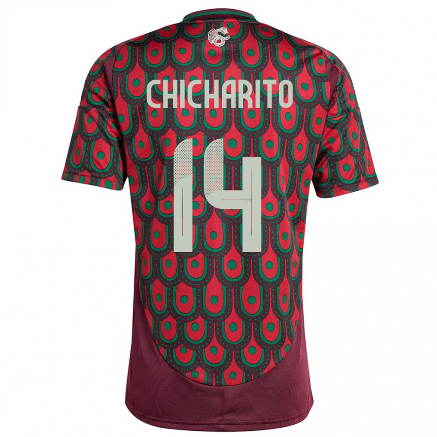 Kids Football Mexico Chicharito #14 Maroon Home Jersey 24-26 T-Shirt Za