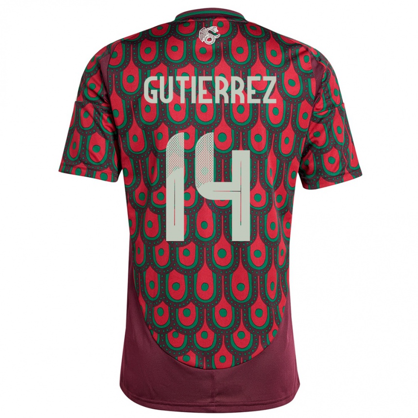 Kids Football Mexico Erick Gutierrez #14 Maroon Home Jersey 24-26 T-Shirt Za