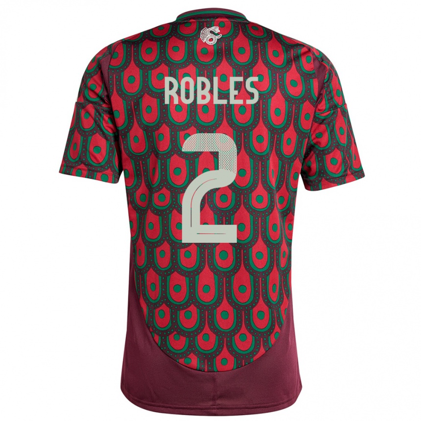 Kids Football Mexico Kenti Robles #2 Maroon Home Jersey 24-26 T-Shirt Za