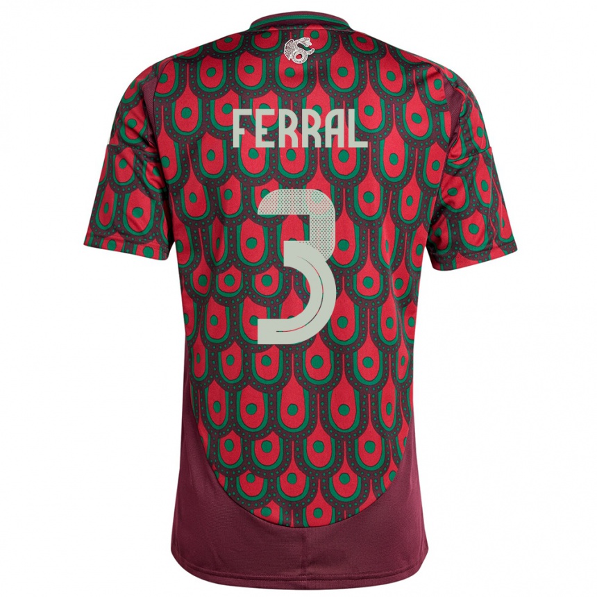 Kids Football Mexico Cristina Ferral #3 Maroon Home Jersey 24-26 T-Shirt Za