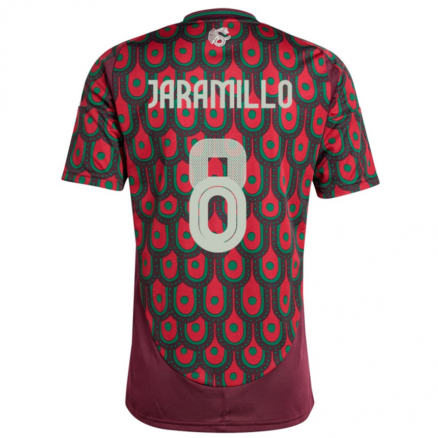 Kids Football Mexico Carolina Jaramillo #8 Maroon Home Jersey 24-26 T-Shirt Za