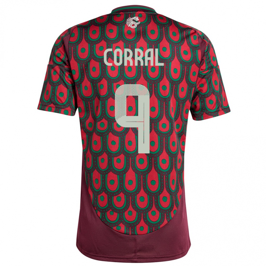 Kids Football Mexico Charlyn Corral #9 Maroon Home Jersey 24-26 T-Shirt Za