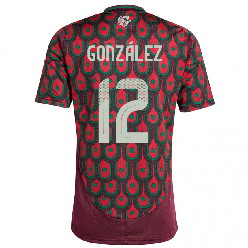 Kids Football Mexico Itzel Gonzalez #12 Maroon Home Jersey 24-26 T-Shirt Za