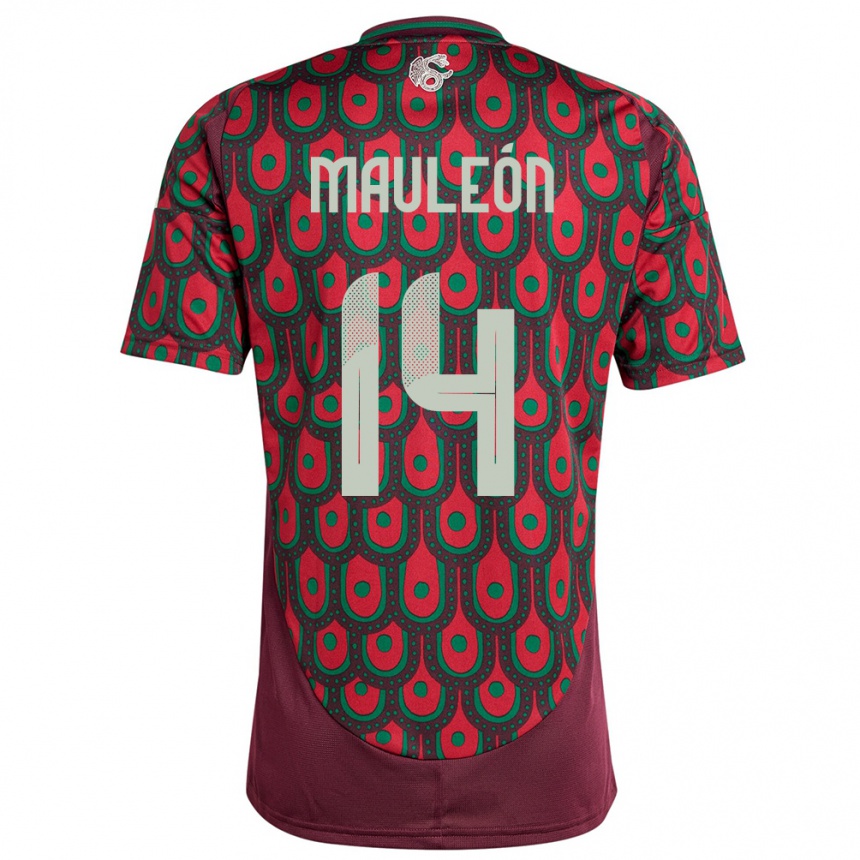 Kids Football Mexico Natalia Mauleon #14 Maroon Home Jersey 24-26 T-Shirt Za