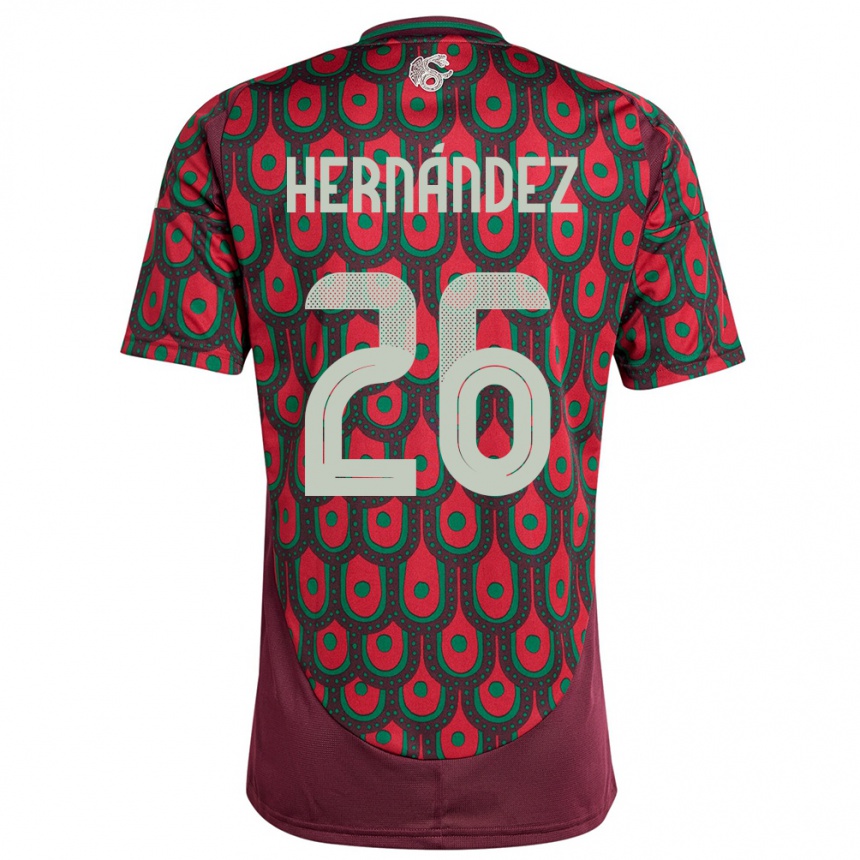 Kids Football Mexico Nicolette Hernandez #26 Maroon Home Jersey 24-26 T-Shirt Za