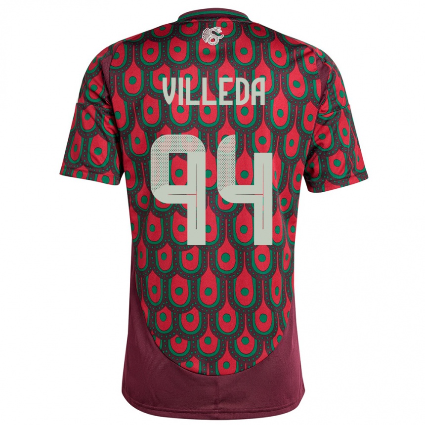 Kids Football Mexico Melany Villeda #94 Maroon Home Jersey 24-26 T-Shirt Za