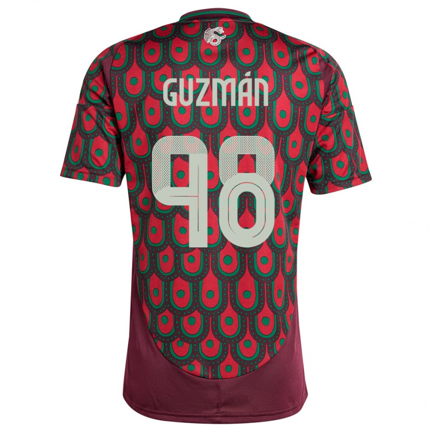 Kids Football Mexico Kinberly Guzman #98 Maroon Home Jersey 24-26 T-Shirt Za