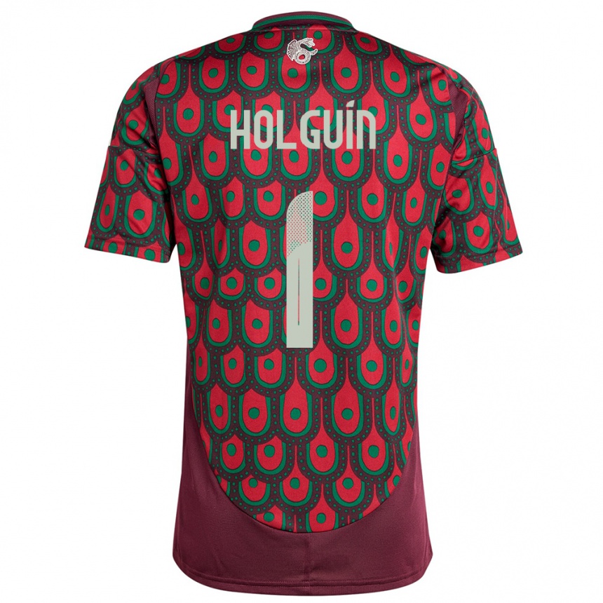 Kids Football Mexico Hector Holguin #1 Maroon Home Jersey 24-26 T-Shirt Za