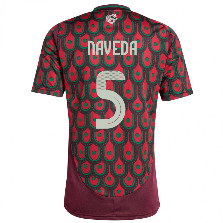 Kids Football Mexico Santiago Naveda #5 Maroon Home Jersey 24-26 T-Shirt Za