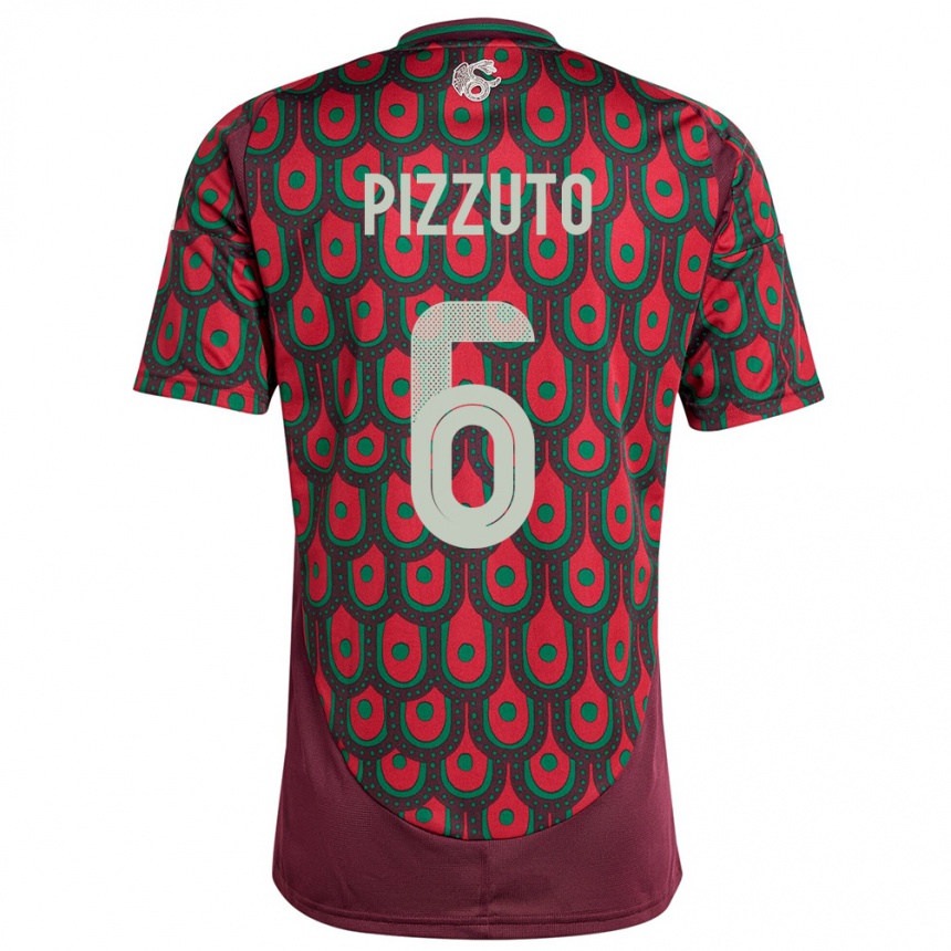 Kids Football Mexico Eugenio Pizzuto #6 Maroon Home Jersey 24-26 T-Shirt Za