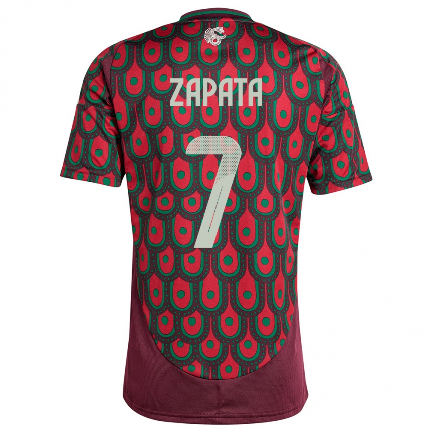 Kids Football Mexico Angel Zapata #7 Maroon Home Jersey 24-26 T-Shirt Za