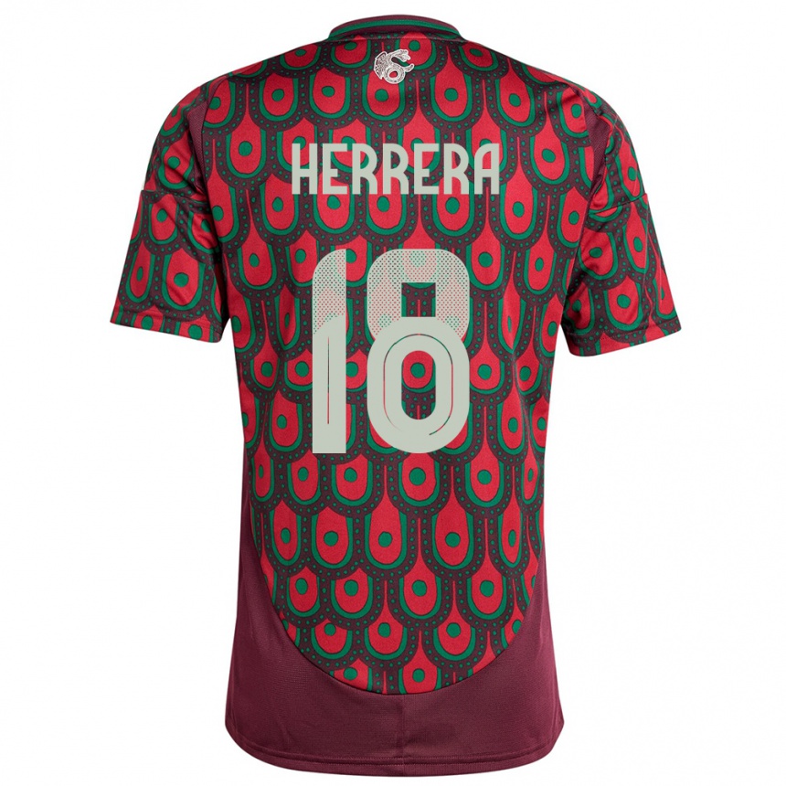 Kids Football Mexico Ozziel Herrera #18 Maroon Home Jersey 24-26 T-Shirt Za