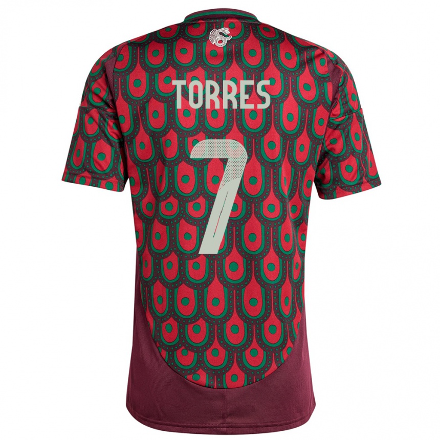 Kids Football Mexico Christian Torres #7 Maroon Home Jersey 24-26 T-Shirt Za