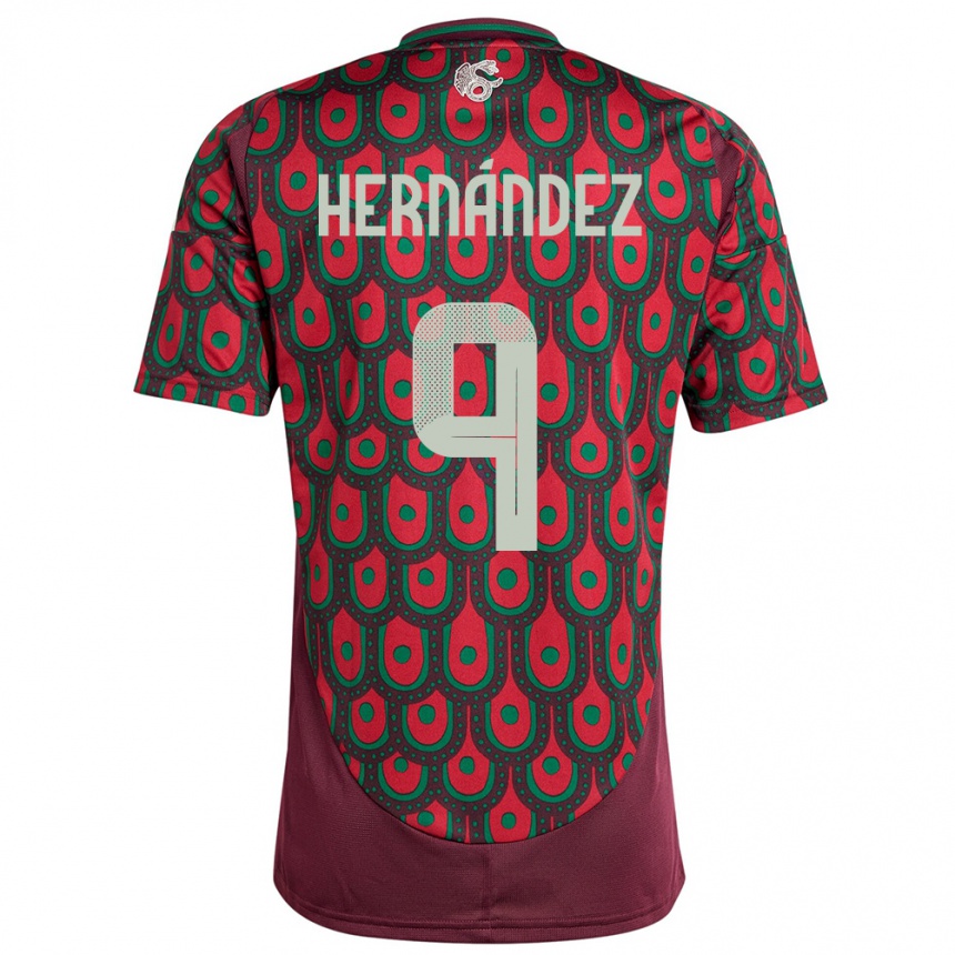 Kids Football Mexico Jesus Hernandez #9 Maroon Home Jersey 24-26 T-Shirt Za