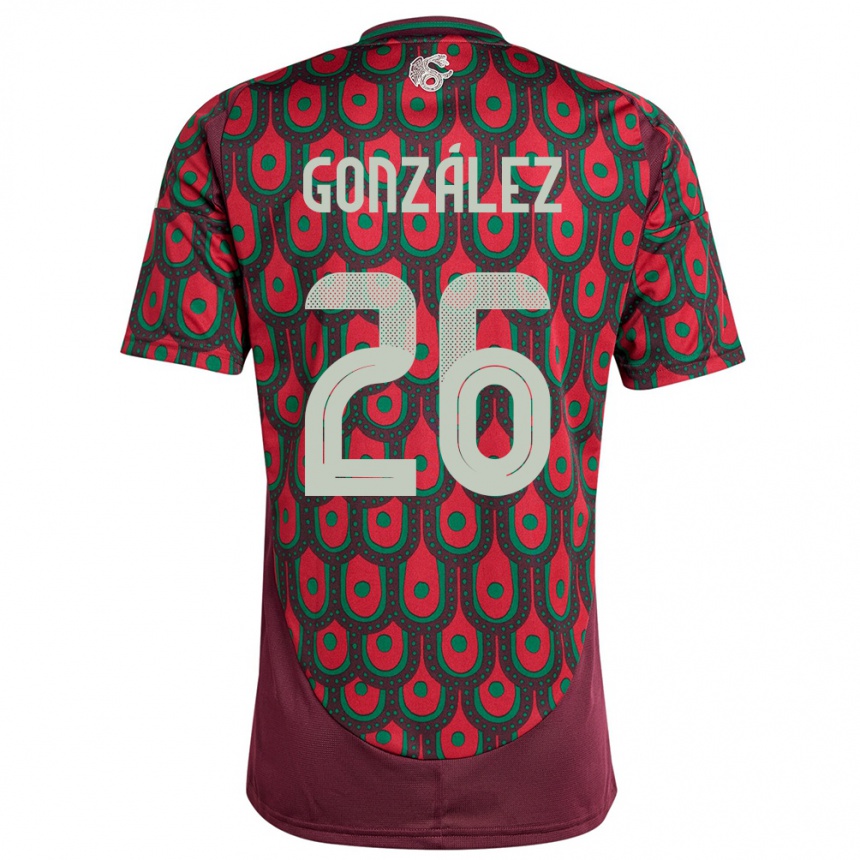 Kids Football Mexico Bryan Gonzalez #26 Maroon Home Jersey 24-26 T-Shirt Za