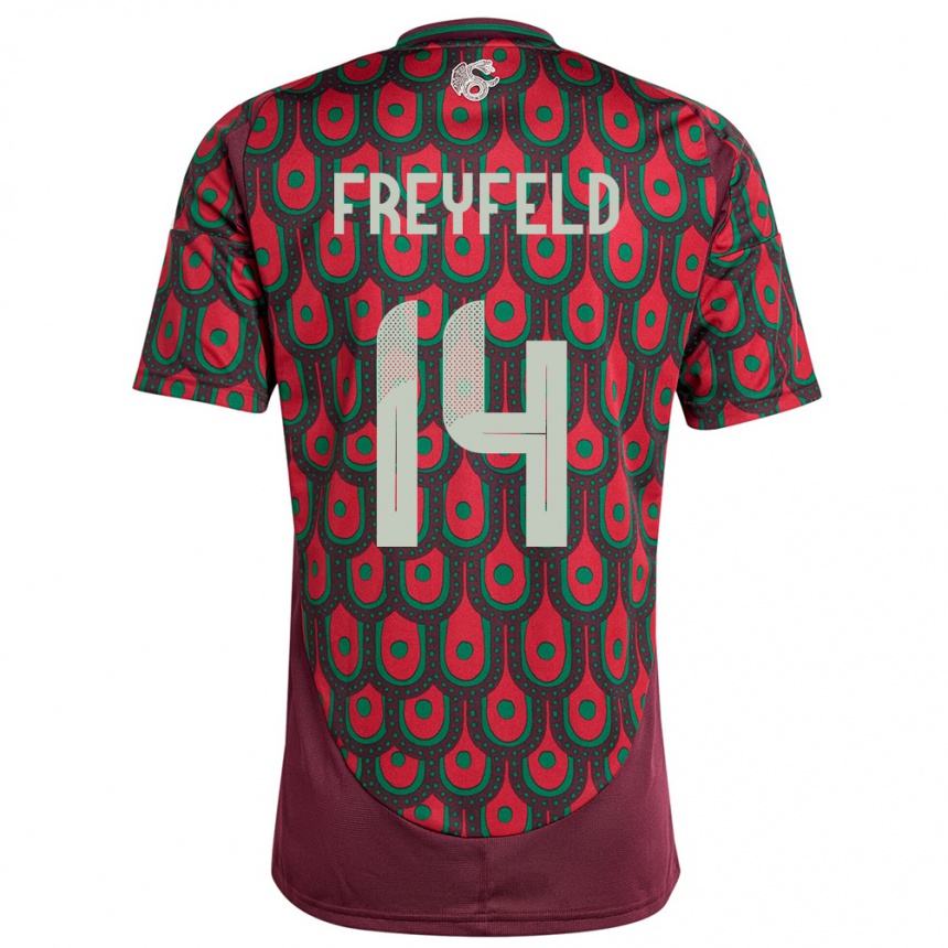 Kids Football Mexico Emiliano Freyfeld #14 Maroon Home Jersey 24-26 T-Shirt Za