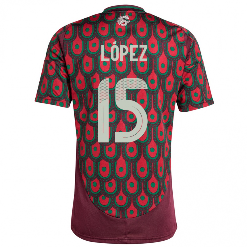 Kids Football Mexico Everardo Lopez #15 Maroon Home Jersey 24-26 T-Shirt Za