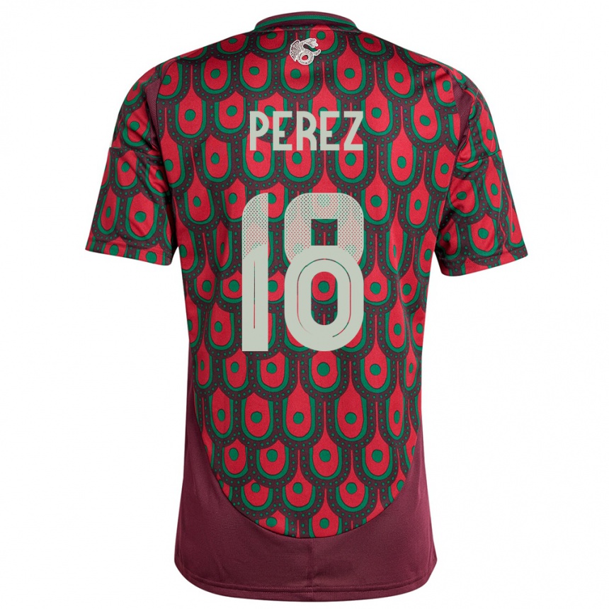 Kids Football Mexico Jonathan Perez #18 Maroon Home Jersey 24-26 T-Shirt Za