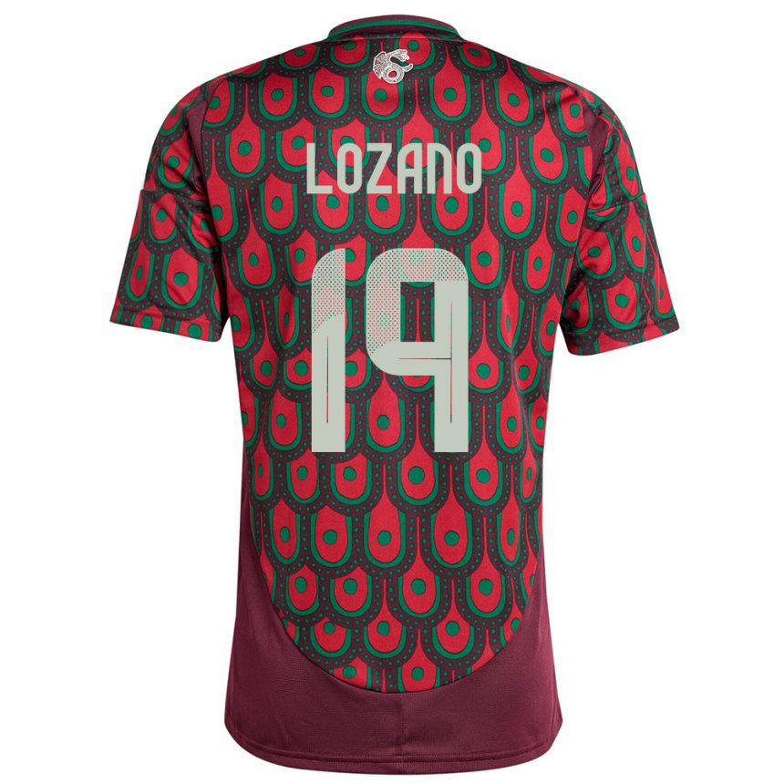 Kids Football Mexico Esteban Lozano #19 Maroon Home Jersey 24-26 T-Shirt Za