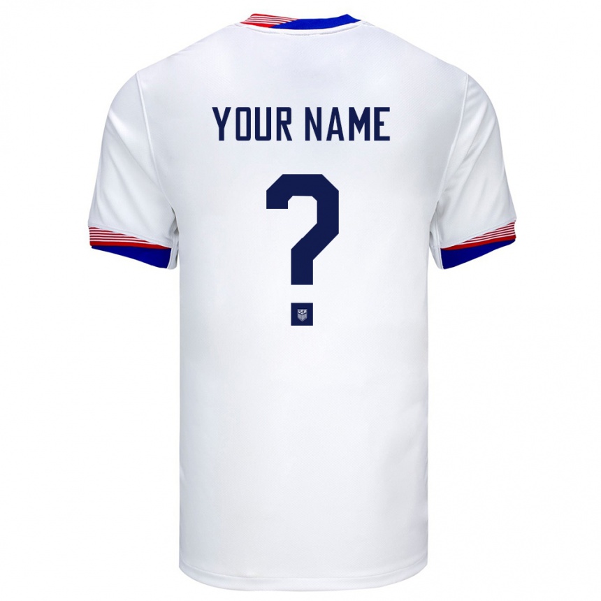 Kids Football United States Your Name #0 White Home Jersey 24-26 T-Shirt Za