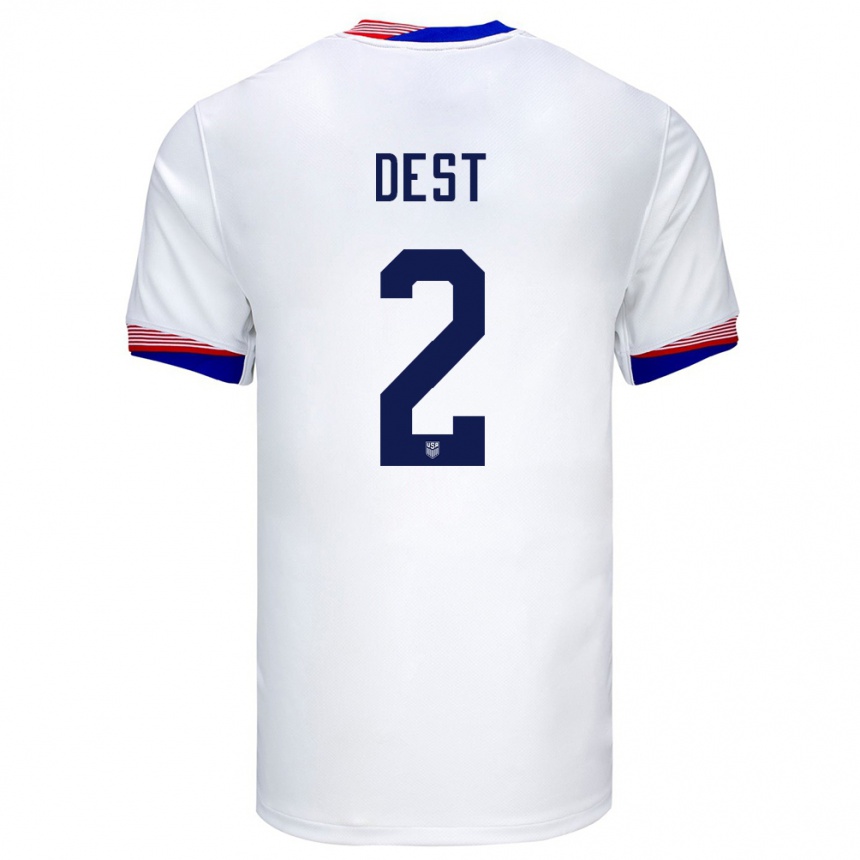 Kids Football United States Sergino Dest #2 White Home Jersey 24-26 T-Shirt Za