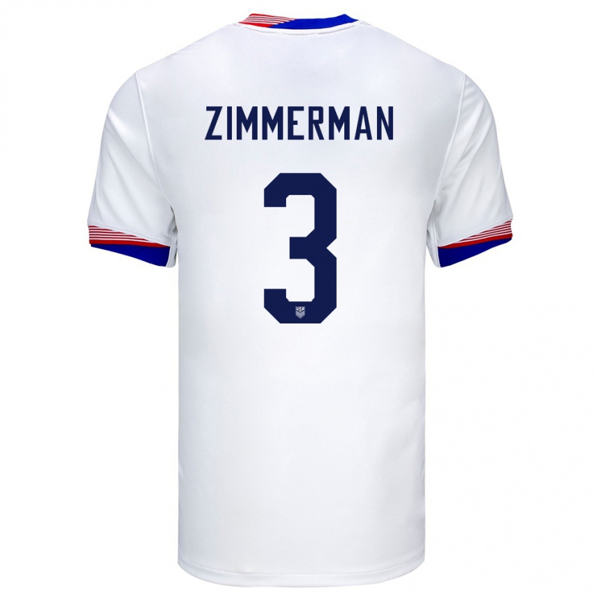 Kids Football United States Walker Zimmerman #3 White Home Jersey 24-26 T-Shirt Za